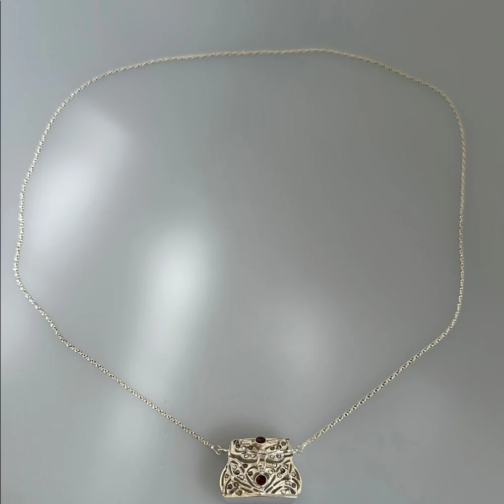 925 silver mini bag stones Pendant Necklace